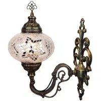 Halay Turkse Wandlamp - in Marokkaanse stijl - Oosterse mozaïek - Sfeerverlichting wit zilver