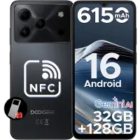 Doogee Note 56 Pro - Smartphone - 32GB RAM + 128GB ROM(2TB/TF) - Gemini AI - Android 16 - 6150mAh - 6,56 inch HD + 90Hz - 4G Dual SIM - Gemini AI - OTG - NFC - Face ID - GPS - Zwart