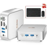 Blackview MP50 Mini PC - 16 GB DDR4 - 512 GB M.2 SSD - AMD Ryzen 5 3500U - Tot 3,7GHz - WiFi 5 - Windows 11 Pro - 4K UHD Kleine PC - Gigabit Ethernet - Inclusief Toetsenbord en Bluetooth-muis - Zilver