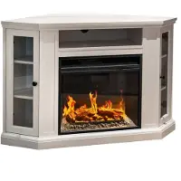 DIVINA FIRE Elektrische haard hoekvloerhaard MADISON in wit hout L126 x D78 x H83
