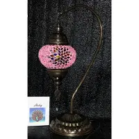 Halay Handgemaakte, turkoois-roze tafellamp van glas met kleurrijke mozaïektegels – Oosterse nachtlamp, ongeveer 45 cm