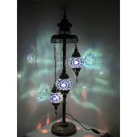 Halay Turkse vloerlamp - Mozaïek lamp - Vloerlamp blauw - 3 bollen - Handgemaakt en uniek