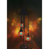 Halay Turkse Lamp - Vloerlamp - Mozaïek - Multicolour 3 bollen - Handgemaakt 100 cm hoog