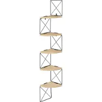 Leobert Hoekrek - SONOMA - 5 Planken, Stalen Frame, Voor Boeken, Planten of Decoratie, Kleur: Eiken Sonoma en Zwart, 127,5 x 20 x 20 cm, Max. 30 kg
