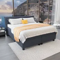 Mörgenn Boxspring Capri - Pocketvering Boxen en matrassen - Luxe 12cm topper - Donkerblauw - 80x220 cm - Inclusief Dekbed en Kussens