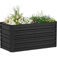 NaiZy Verhoogde Bak Gegalvaniseerd Staal 300x120x58cm Moestuinbak bloembak grote plantenbak voor buiten koude bak tuinbed Rechthoekig voor tuinbalkon, Zwart
