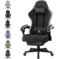 GTPLAYER - Gamingstoel Ergonomisch - Met Veerzitkussen en Voetensteun - Zwart
