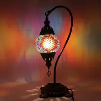 Halay Turkse mozaïeklamp - Handgemaakte tafellamp - Zwanenhals - Marokkaanse lamp - Diameter 12 cm - Hoogte 43 cm - Kleurrijk
