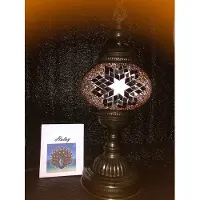 Halay Handgemaakte Turkse sfeerlamp bruin met rode Mozaïek nachtlamp Oosterse Sprookjes tafellamp