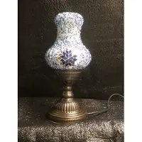 Halay Handgemaakte blauwe, peer-vormige tafellamp, Turkse mozaïeklamp, oriëntaalse decoratielamp voor een gezellige sfeer
