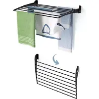 Foxydry Fold 82 cm DOWN - black - wasdroogrek wandmontage clicksysteem - neerwaartse sluiting - 82 x 50 x 10 cm