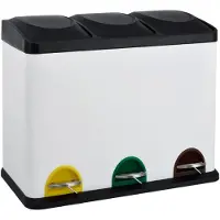 Ama Prullenbak 3 Vakken - Afvalbak - Pedaalemmer - 45 Liter - 60x15x41cm - WIt
