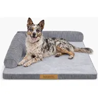 Dogeste Ergo - Hondenmatras XL - 105 x 90 cm - Verhoogd kussen 17 cm - Antislip onderzijde - Afneembare hoes - Grijs