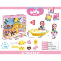 Halay poppenset unicorn met poppenbad badspeelgoed papfles badeend pop drinkt en plast