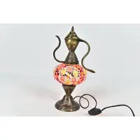 Halay Turkse Ibrik tafellamp - handgemaakt multicolour nachtlamp - 1 stuk - sfeervolle decoratie