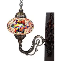 Halay Oosterse Lamp - Wandlamp Mozaïek - Ø 15 cm - Hoogte 28 cm - Handgemaakt en Multi Kleur