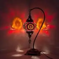 Halay Turkse tafellamp met 13 cm rode mozaïekglas - Handgemaakte, oosterse lamp voor sfeervolle verlichting