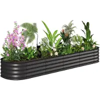 Outsunny tuinbed - gekleurd staal - 240x62x30cm - zwart