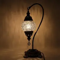 Halay Turkse Mozaïek Lamp - Tafellamp Zwanenhals Ø 12 cm Hoogte 43 cm - Handgemaakt en Kleurrijk