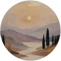 Reinders - Landschap I - Glasschilderij Ø 70 cm - Bruin