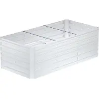 NaiZy 180x90x58cm Zilver Metalen Bloempot voor Verhoogde Bloembedden, 975L Verzinkt Staal, Rechthoekig Plantenbed om Zelf te Bouwen, Outdoor Plantenbak voor Groenten/Bloemen/Fruit/Kruiden,