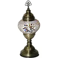 Halay Oosterse lamp - mozaiek tafellamp 30cm - E14 fitting - koperkleurig - handgemaakt