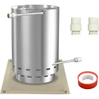 NaiZy Zwembadverwarming met Hout roestvrijstalen Verwarmer voor Verhit Zwembad met Brandwerende mat en 32/38mm aansluitingen, geschikt voor brandhout, verwarmt een vuurkorf, 30x40 cm