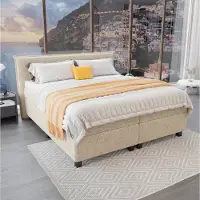 Mörgenn Boxspring Capri - Pocketvering Boxen en matrassen - Luxe 12cm topper - Teddy Beige - 180x220 cm - Inclusief Dekbed en Kussens