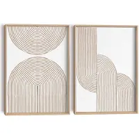 Reinders - Taupe bogen - Abstracte wanddecoratie set met structuur 30x40 cm - Beige