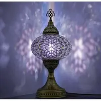 Halay Mozaïek tafellamp, handgemaakte nachtlamp in Turkse, Arabische of oriëntaalse stijl, Marokkaanse decoratie voor slaapkamer en kantoor, perfect cadeau - paars
