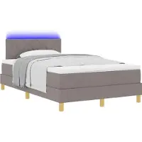 vidaXL LED Box Spring Bed met hoofdeinde Taupe 120 x 200 cm Stof