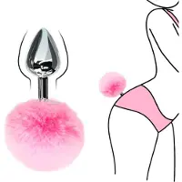Jumada 's - Speelse Sex Speeltjes - Nieuw Tijdperk - Konijnenstaart - Butt Plug - Fluffy - Zilver Roze