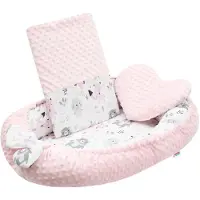 NEW BABY Minky babynestje 55x75 cm met kussen en deken - Roze