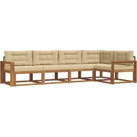 vidaXL Buiten bank set met kussen 5 pcs Natuurlijk en Beige