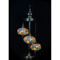 Halay Turkse mozaïek vloerlamp - Marokkaanse lamp met 3 gekleurde glazen bolletjes - Oosterse verlichting