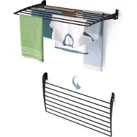 Foxydry Fold 100 DOWN - black - wasdroogrek wandmontage clicksysteem - neerwaartse sluiting - 100 x 50 x 10 cm