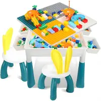 DNA Kinderbureau - Kindertafel - Kinder Bureau - Bureau Meisje - Kinderbureau Met Stoel - Wit en Blauw - 51cm x 51cm x 51cm