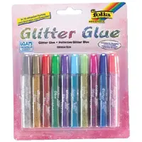 Folia Paper - Glitterlijm Folia 9,5ml assorti blister à 10 stuks | Blister a 10 stuk | 12 stuks