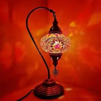 Halay Turks Mozaïek Tafellamp - Glazen Lamp Multicolor - E14 - Handgemaakt en uniek ontwerp