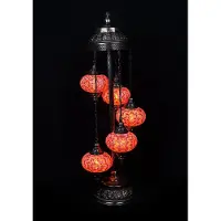 Halay Turkse Lamp - Vloerlamp - Mozaïek Lamp - Handgemaakt - Oranje - 5 bollen - 120 cm hoog