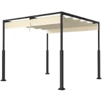 NaiZy Pergola 3x3 m Terrasoverkapping Waterdicht Stabiel Winterbestendig Paviljoen Tuinpaviljoen met Verstelbare Schaduwzones Zonwering voor Tuinpatio & Balkon, Beige