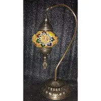 Halay Handgemaakte Turkse bruine tafellamp in glas met mozaïekstenen - Oosterse sferen nachtlamp ca. 45cm