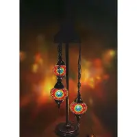Halay Turkse vloerlamp - Mozaïek lamp - Vloerlamp 3 bollen - Multicolour met unieke handgemaakte glazen bollen