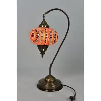 Halay Turkse lamp - handgemaakt multicolour nachtlamp - staande lamp 20x42cm - unieke decoratie met glazen bollen