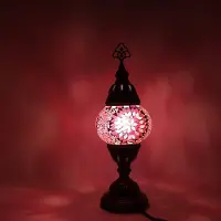 Halay Turkse Mozaïek Lamp - Tafellamp Ø 12 cm - Hoogte 30 cm - Handgemaakt en Kleurrijk