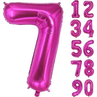 Jumada 's - Cijferballon - Folieballon - Verjaardag - Nummer 7 - Fuchsia - 70cm