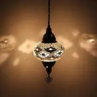 Halay Hanglamp Mozaïek - Handgemaakte oriëntaalse lamp - Turkse en Marokkaanse lamp - Diameter 19 cm, hoogte 53 cm - Inclusief E14 LED-lamp