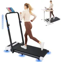 GTPLAYER Loopband, inklapbaar voor thuisgebruik, met LED-display en afstandsbediening, verstelbare armleuningen, stille loopband met een snelheid van 1-6 km/u, 2,5 PK