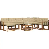 vidaXL Buiten bank set 9 st Natuurlijk en Beige