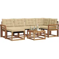 vidaXL Buiten bank set 7 st Natuurlijk en Beige